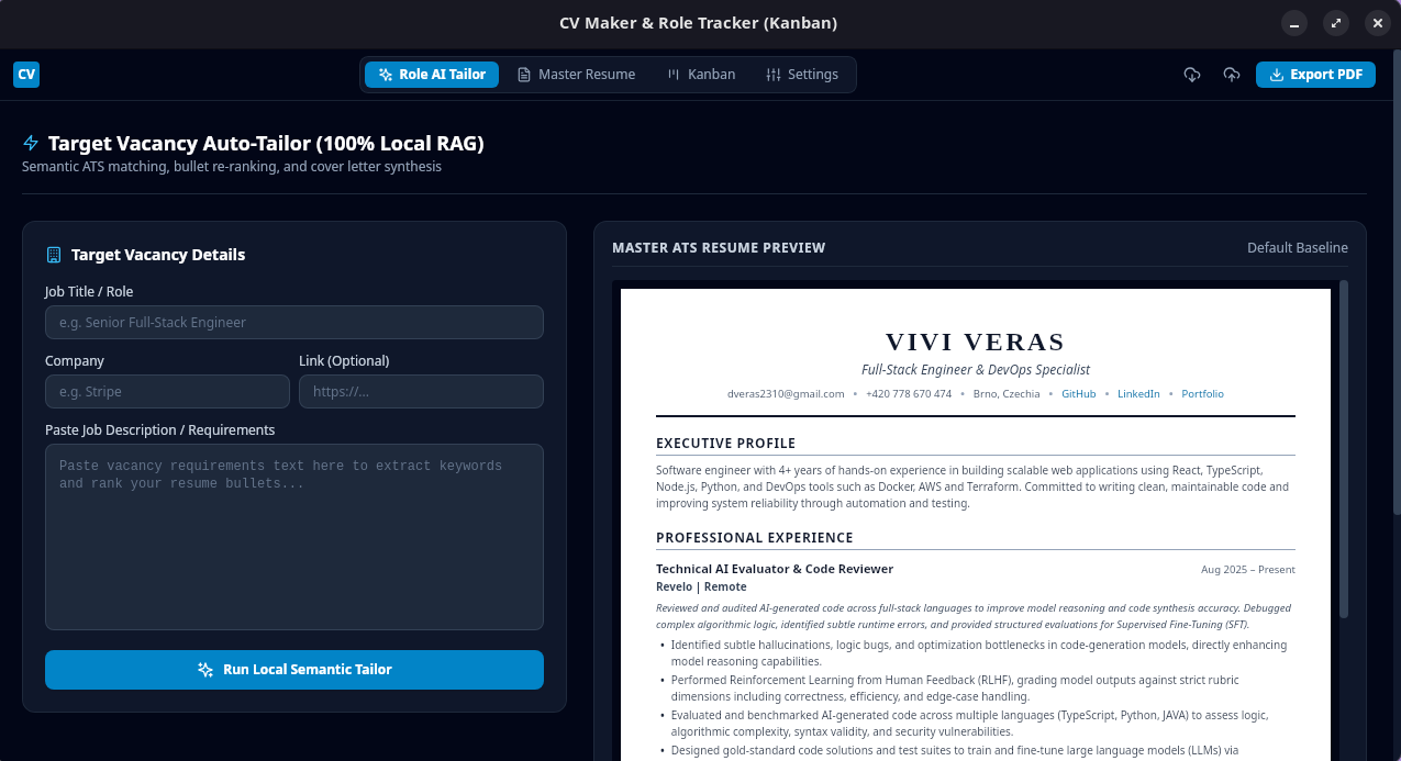 CV Maker & Role Tracker